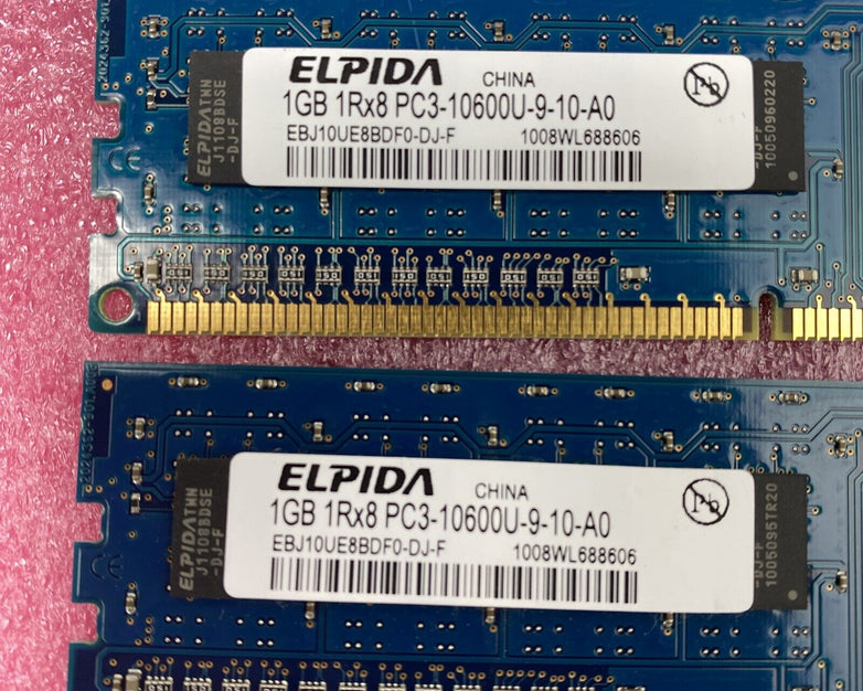 Lot( 10 ) 1GB Elpida EBJ10UE8BDF0-DJ-F 1Rx8 PC3-10600U-9-10-A0 RAM 497156-B88