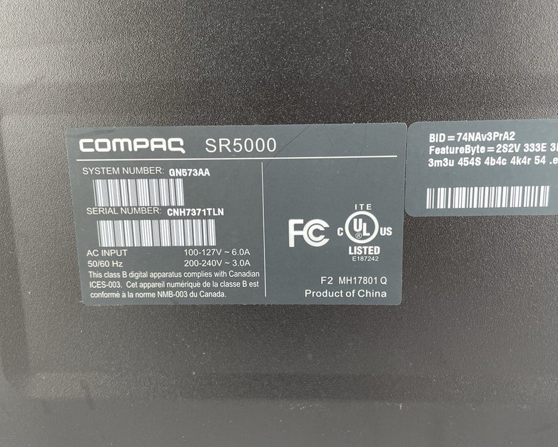 Compaq Presario SR5000 AMD Sempron 3600 2 GHz 1 GB Ram DVD-RW No HDD No OS