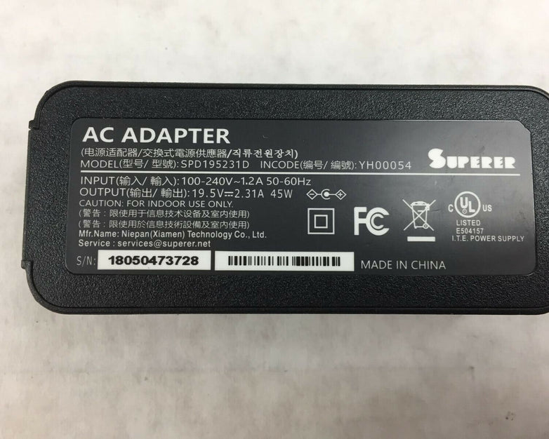 Superer AC Adapter SPD1925231D 100-240V 1.2A 19.5V