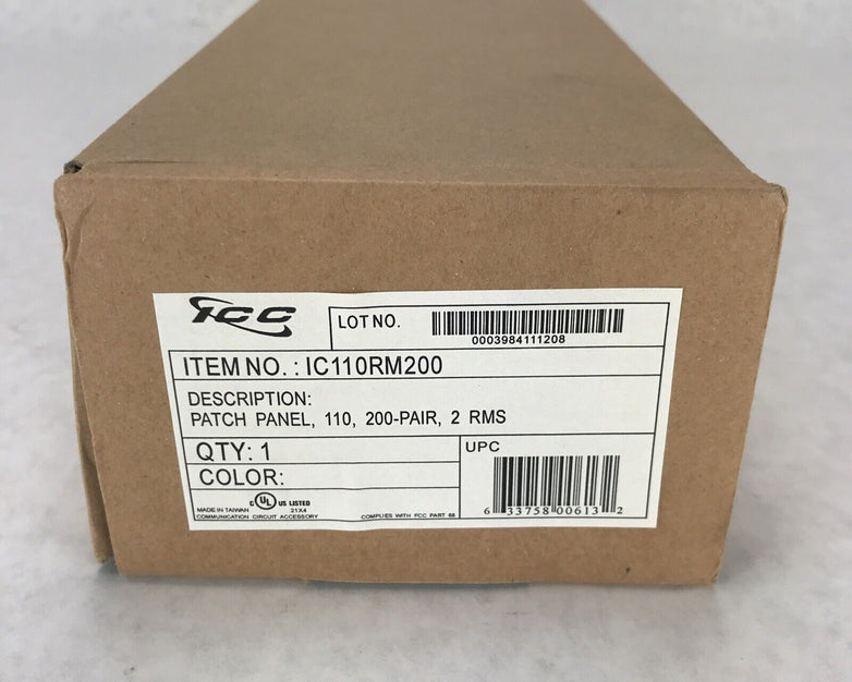 ICC Patch Panel 110 200-Pair 2 RMS Wiring Block