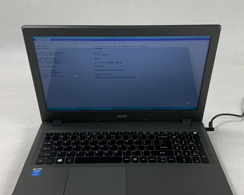 Acer Aspire E5-573 15.6" i3-5005U 2 GHz 6 GB Ram No OS No HDD No Batt No AC
