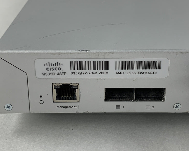 Cisco Meraki MS350-48FP-HW 48-Port PoE+ Ethernet Switch Tested Reset Port 25 Bad