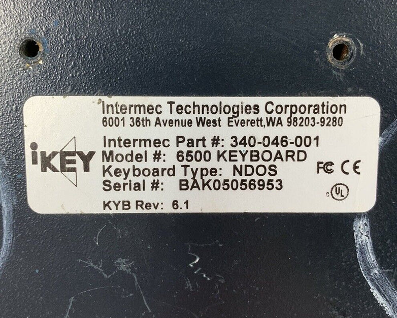 Intermec 340-046-001 Industrial iKey Keyboard 6500 6.1 Weatherproof Wired PS/2