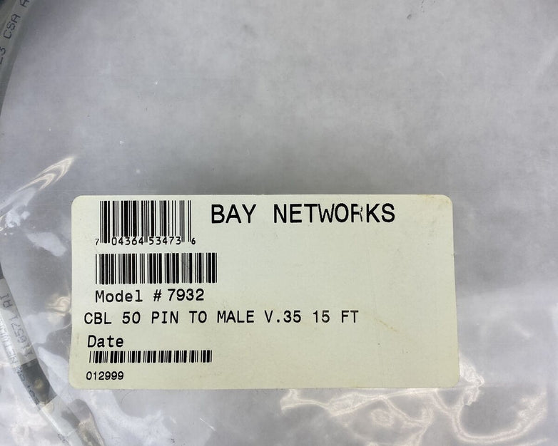 Bay Networks 7932 Male DTE to Smart Serial V.35 Cable Grey 15' (Lot of 5)