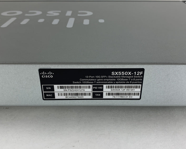 Cisco SX550X-12F-K9 Stackable Managed Switch Tested Reset