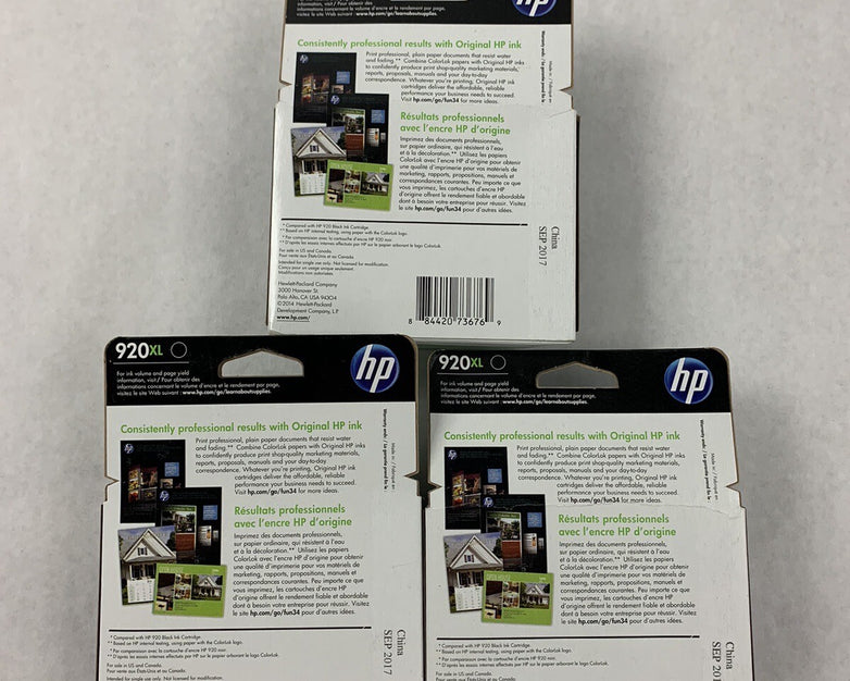 HP 920XL CD975AN Black Ink Cartridge EXP 9/17 (Lot of 3)
