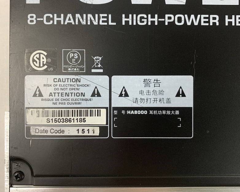 Behringer PowerPlay Pro-8 HA8000 8-Channel Headphone Mixer and Amplifier