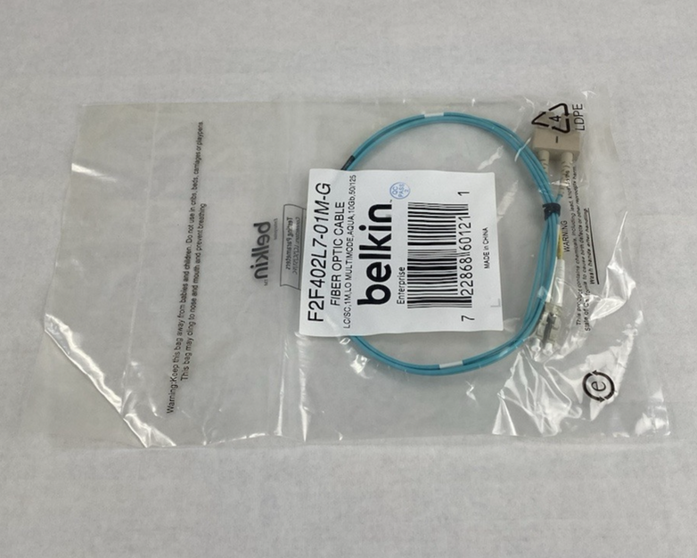 Belkin F2F402L7-01M-G LC to SC 1M LO Multimode Aqua 10Gb Fiber Optic Cable