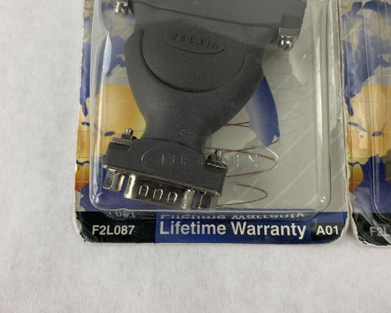 Lot of 2 New Belkin F2L087 Serial Port Adaptor DB9 Male / DB25 Female