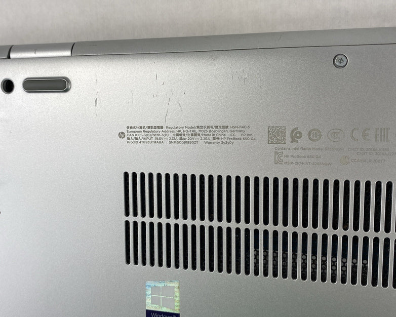 HP ProBook 650 G4 Intel Core i5-8350U 1.70 GHz 8 GB RAM 15.6" No HDD No OS