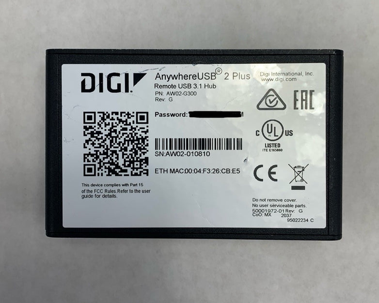 Digi AnywhereUSB 2 Plus Remote USB 3.1 External Hub w/ Power Supply