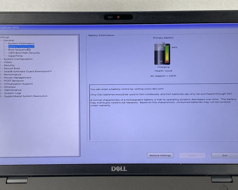 Dell Latitude 5500 Intel Core i5-8365U 1.60 GHz 8 GB RAM 15.6" No HDD No OS