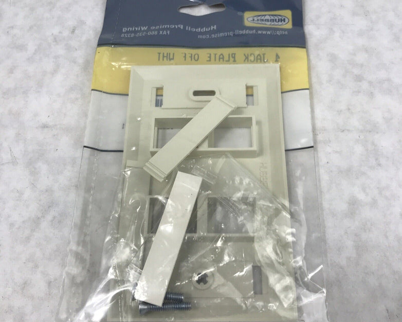 Hubble Premise Wiring FPL14H 4-Port Jack Plate Off White (Lot of 3)
