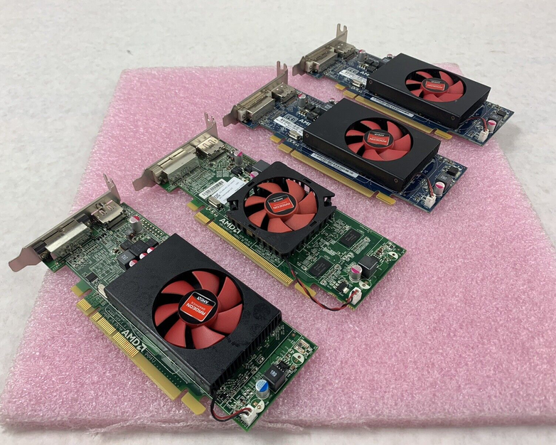 Mix of 4 Untested Radeon 1GB DisplayPort DVI PCIe16 Low Profile GPUs