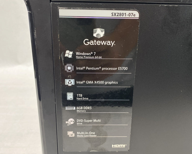 Gateway SX2801 SFF Pentium Dual-Core E5700 3.00GHz 6GB RAM No HDD No OS