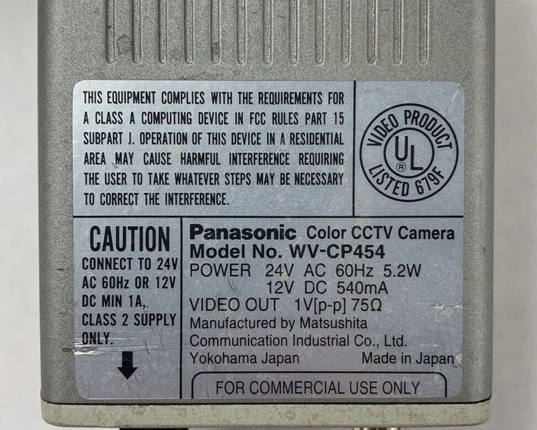 Panasonic WV-CP454 Color CCTV Camera No Lens (Parts and Repair)