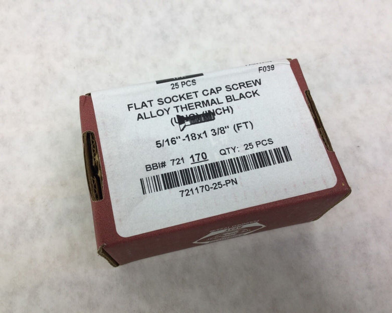 Brighton Flat Socket Cap Screw Alloy Thermal Black 5/16" - 18x1 3/8" Box of 25