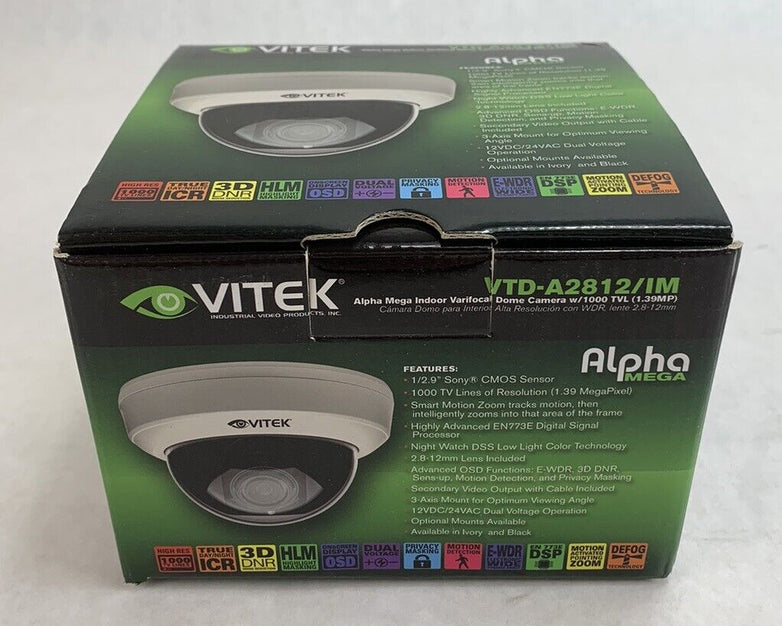 Vitek VTD-A2812/IM Alpha Mega Indoor Varifocal Dome Camera w/1000 TVL