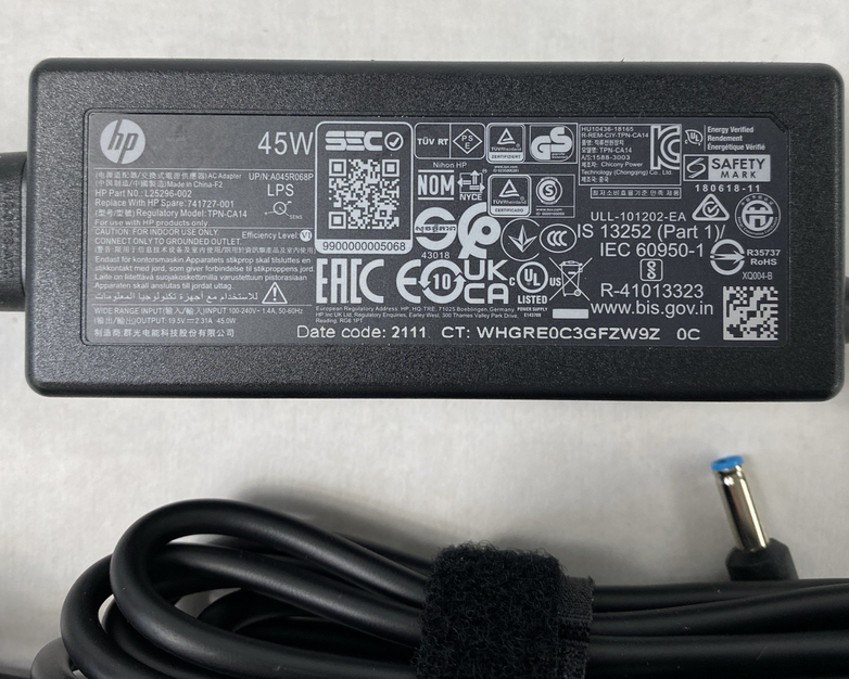 HP TPN-CA14 L25296-002 45W 19.5V 2.31A AC Adapter Blue Tip (Lot of 5)