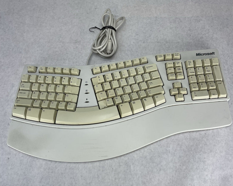 Vintage Microsoft Natural Keyboard Elite White Cream Ergonomic Keyboard