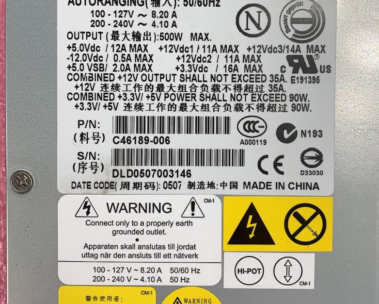 Delta Electronics DPS-500GB A 500W Switching Power Supply