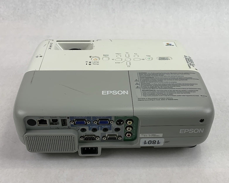 Epson Powerlite 826W+ H357A LCD Projector 4997 Lamp Hours