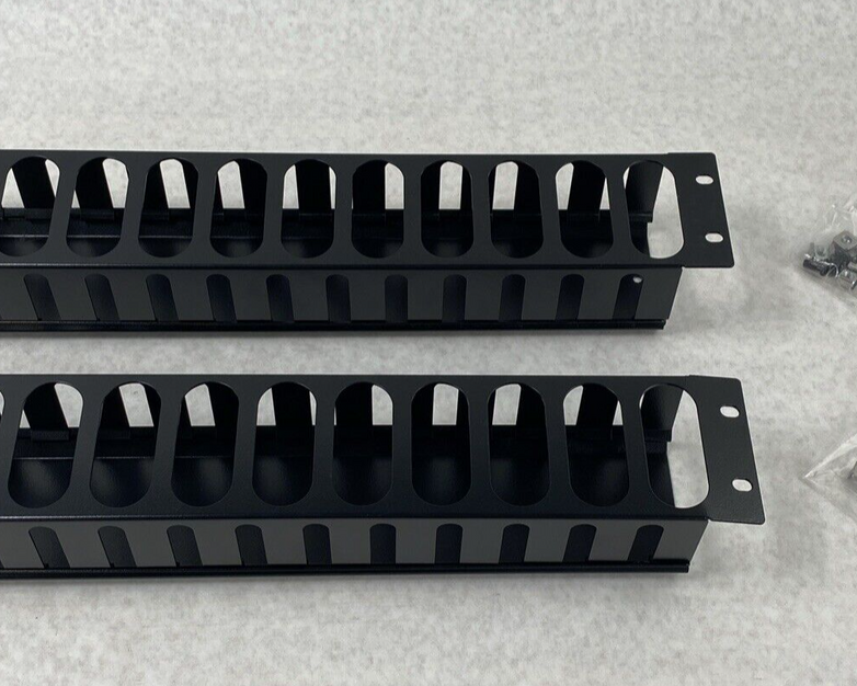 Lot of 2 Unbranded 19" Mountable Sturdy Steel Cable Manager w/ Screws