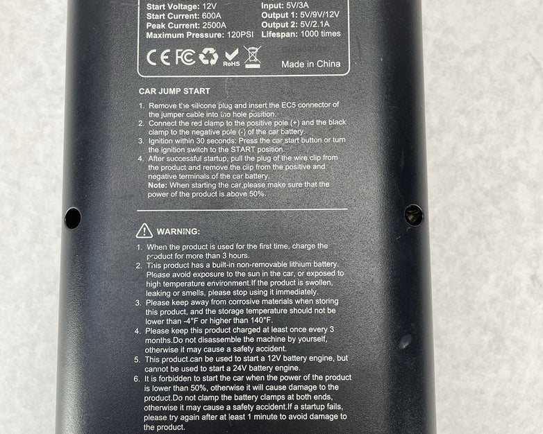 Teluxe Jump Starter/Air Compressor 2500A 150PSI Power Tested