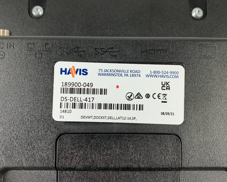Havis DS-DELL-417 Docking Station Latitude 14 Untested No Key