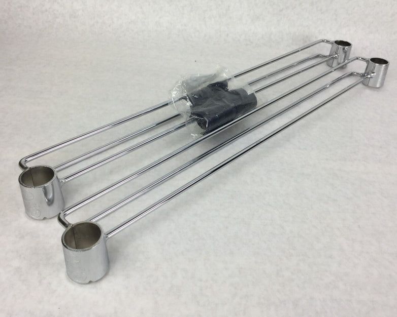 NEXEL Chrome Shelving Bar for Wired Shelving 1 Pair 655CP21 w/4 Shelf Clips