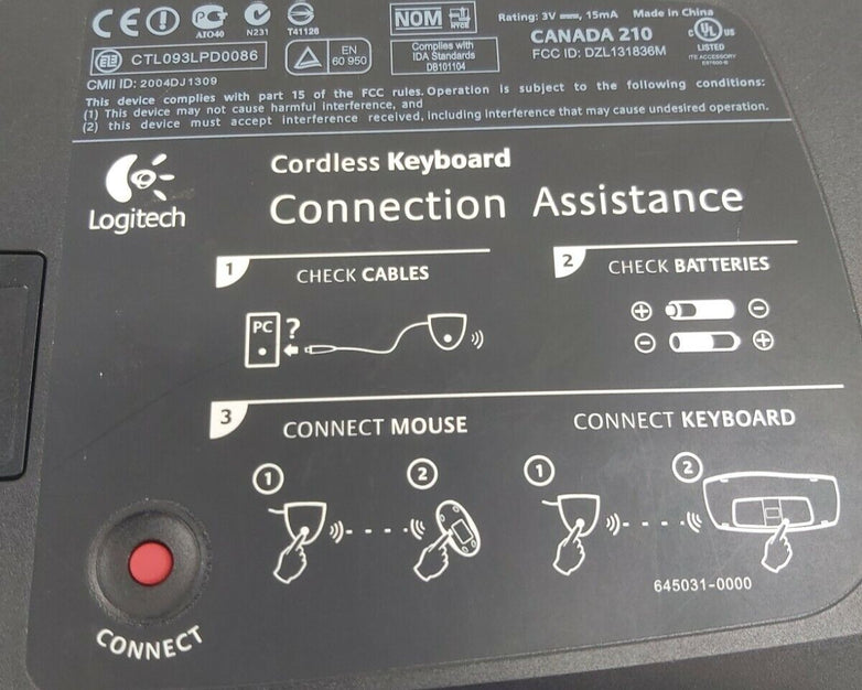 Logitech Y-RR54 LX-700 Cordless Wireless Keyboard CANADA 210 No Mouse/Dongle