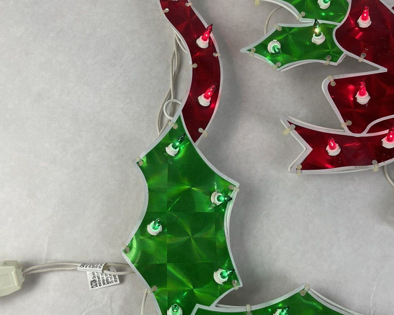 Celebrations 48" Holographic Holly With Bow Lighted Sign - Tested