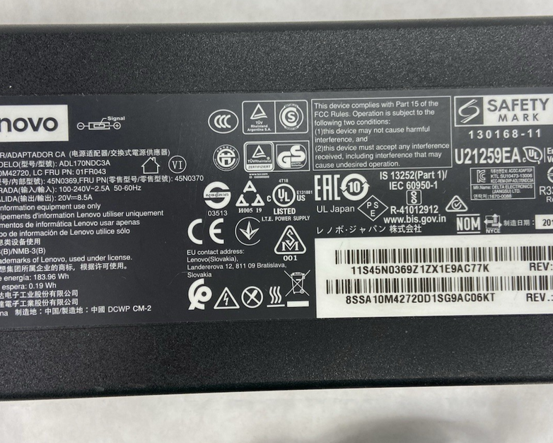 Lenovo 170W Charger ADL170NDC3A Power Adapter 20V 8.5A