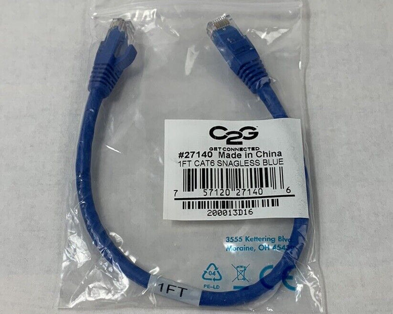 C2G 27140 1ft Cat6 Patch Cable (Lot of 2)