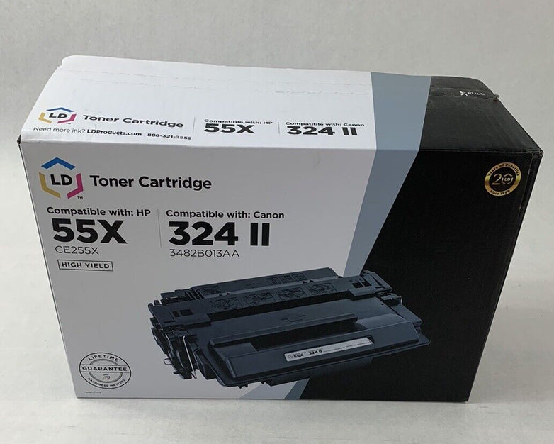 LD Toner Cartridge High Yield Black Compatible with HP 55X and Canon 324 II