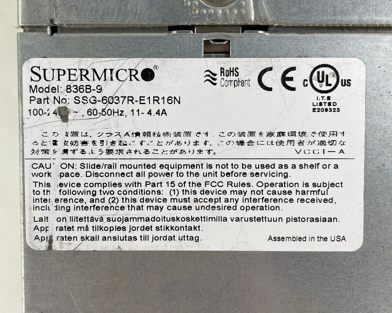 SuperMicro 836B-9 X9dri-ln4f Server Intel Xeon E5-2620 2GHz 16GB RAM No HDD/OS