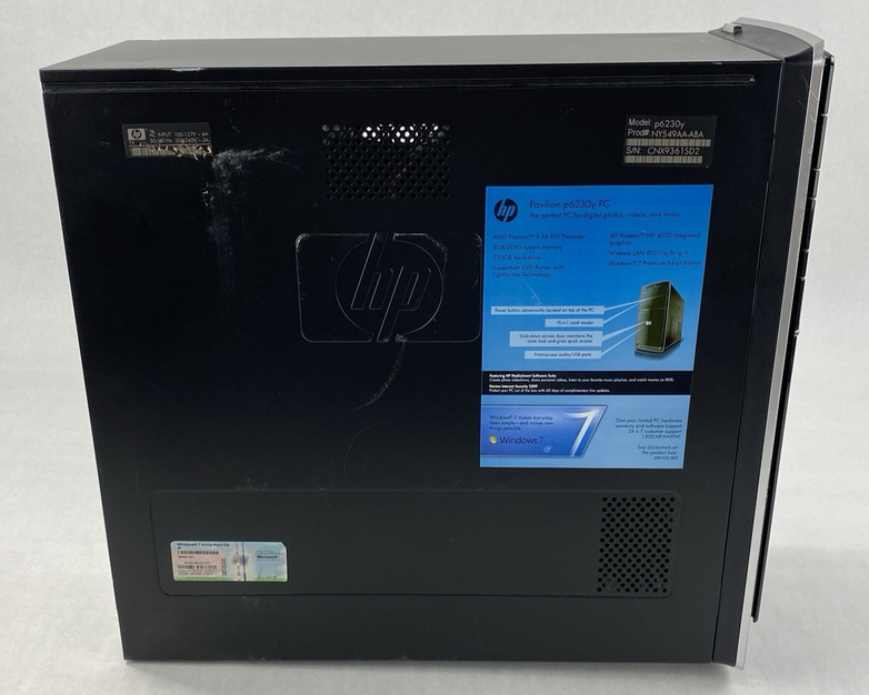 HP Pavilion P6230Y MT AMD Phenom II x4 810 2.60GHz 8GB RAM No HDD No OS