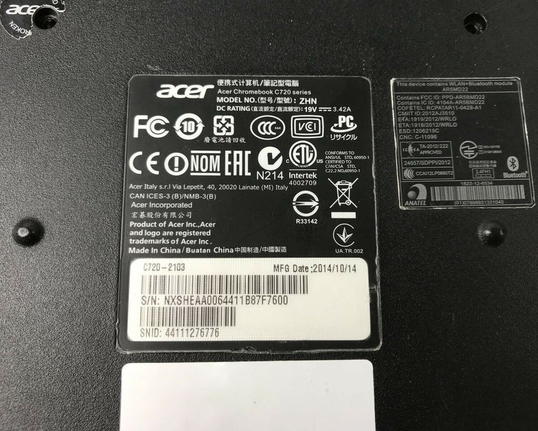 Acer C720 Series Chromebook Bottom Base Case ZHN (Lot of 2)