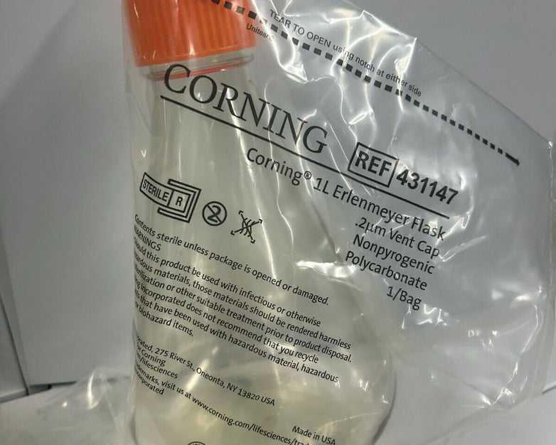 Corning 431147 1L Erlenmeyer Flask Sterile with Vent Cap New