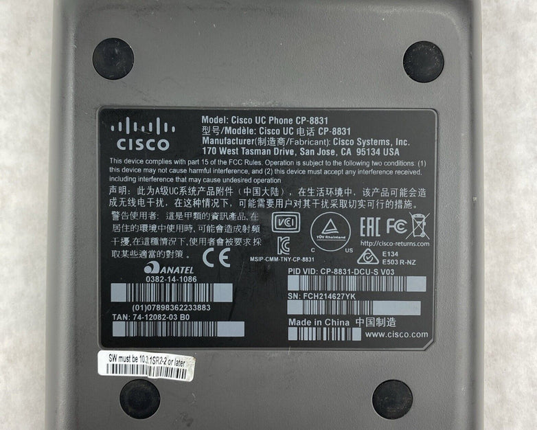 Cisco CP-8831 UC Conference Phone Base w/ Control Unit but NO POWER SUPPLY