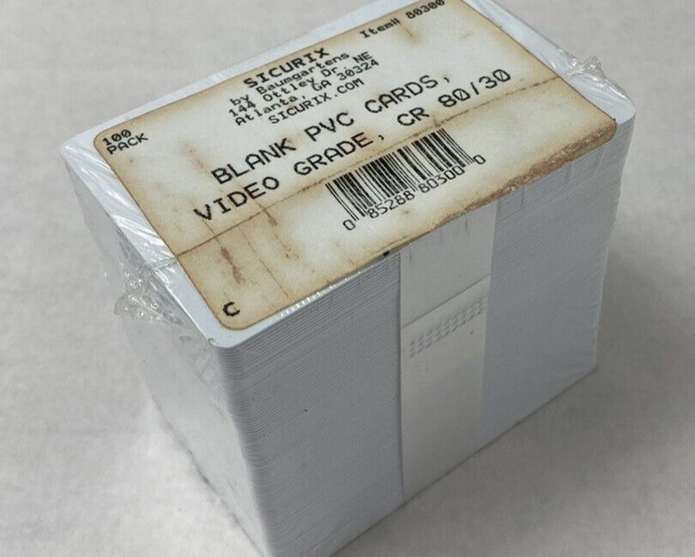 Lot of 2 Sicurix by Baumgartens 100 Pack Blank PVC Cards Video Grade CR 80/30