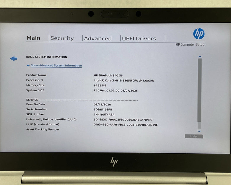 HP EliteBook 840 G6 Intel Core i5-8365U 1.6 GHz 8 GB RAM 14.0" No HDD No OS