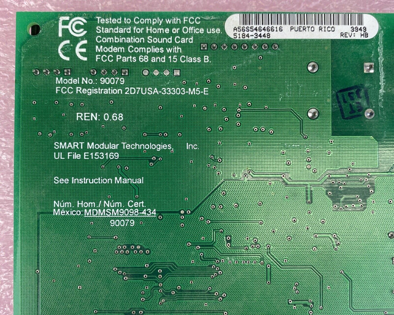 Smart Modular Tech 5184-9924 90079 PCI Sound Card Modem (Lot of 2)