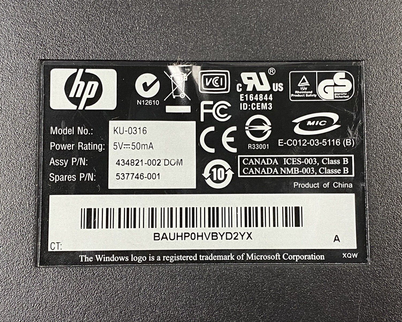 Lot of 4 HP KU-0316 USB Keyboard Tested