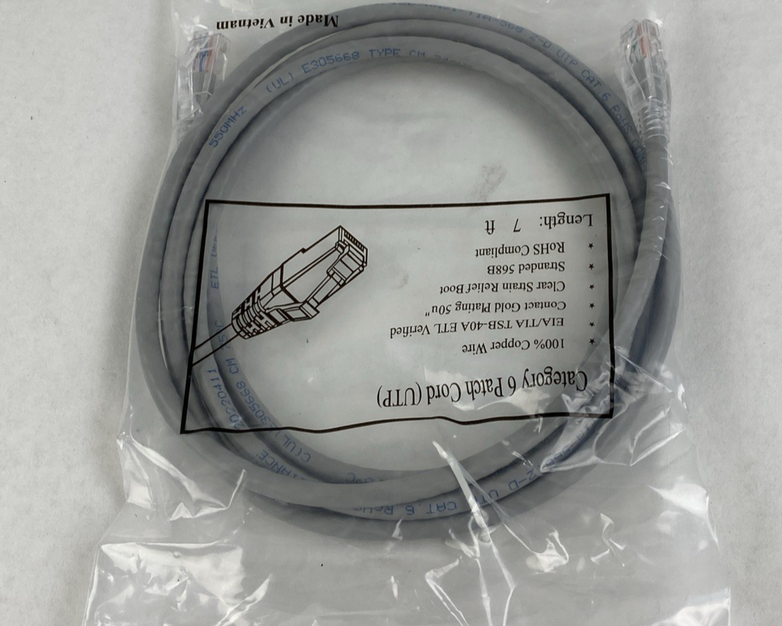 Category 6 Patch Cord (UTP) 7FT 550MHz (Lot of 5)