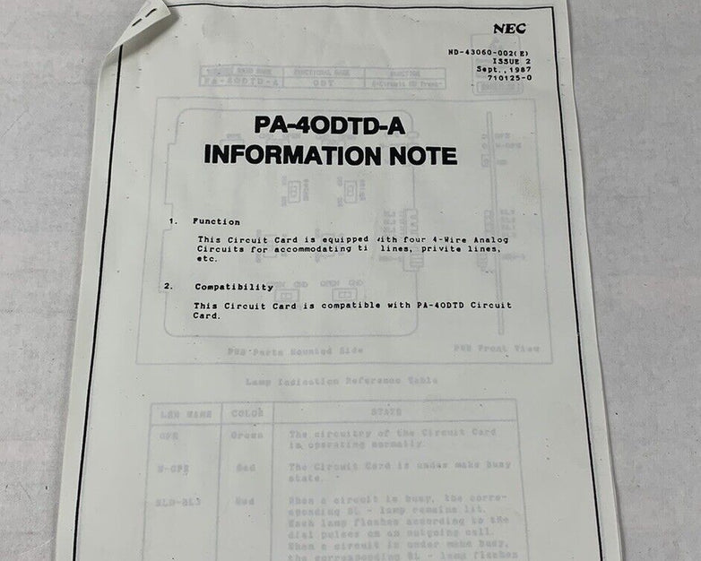 NEC PA-40DTD-A Circuit Card for IMS Phone System