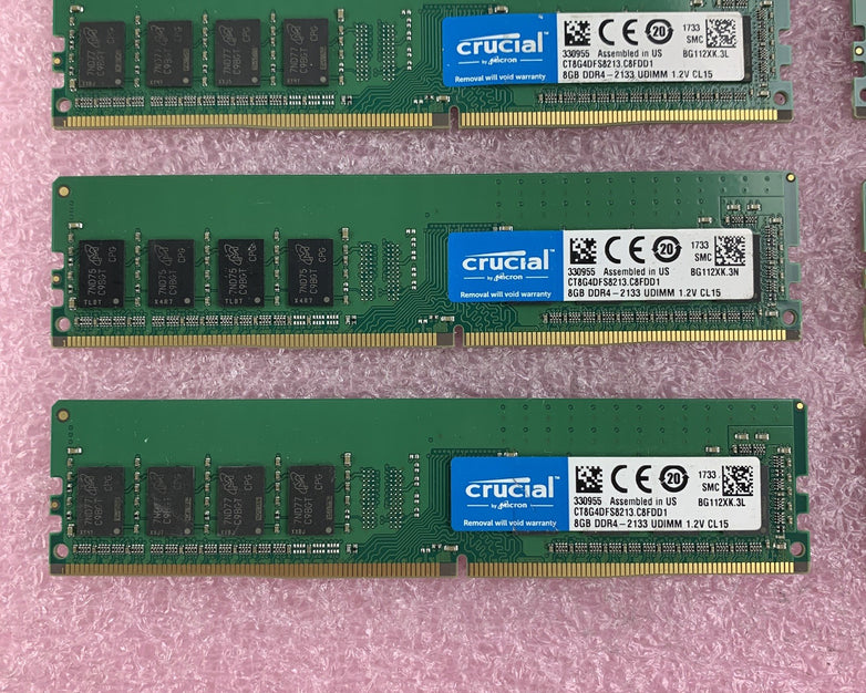 Crucial CT8G4DFS8213.C8FDD1 8 GB DDR4 Ram Memory2133 UDIMM 1.2V Lot of 8