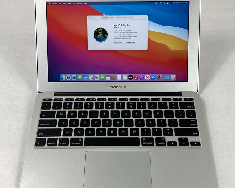 Apple A1465 MacBook Air 2013 11" 1.3Ghz i5 4GB RAM 120GB SSD os11.7.1 321 Cycles