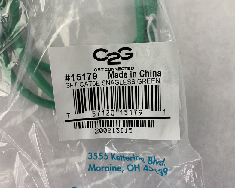 Lot( 10 ) 3ft Green Cat5e C2G 15179 Snagless Unshielded UTP Ethernet Patch Cable