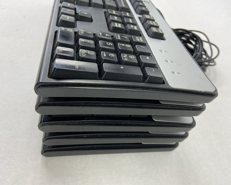 Lot of 5 (Five) Hewlett Packard HP KU-0316 Black/Silver Wired USB